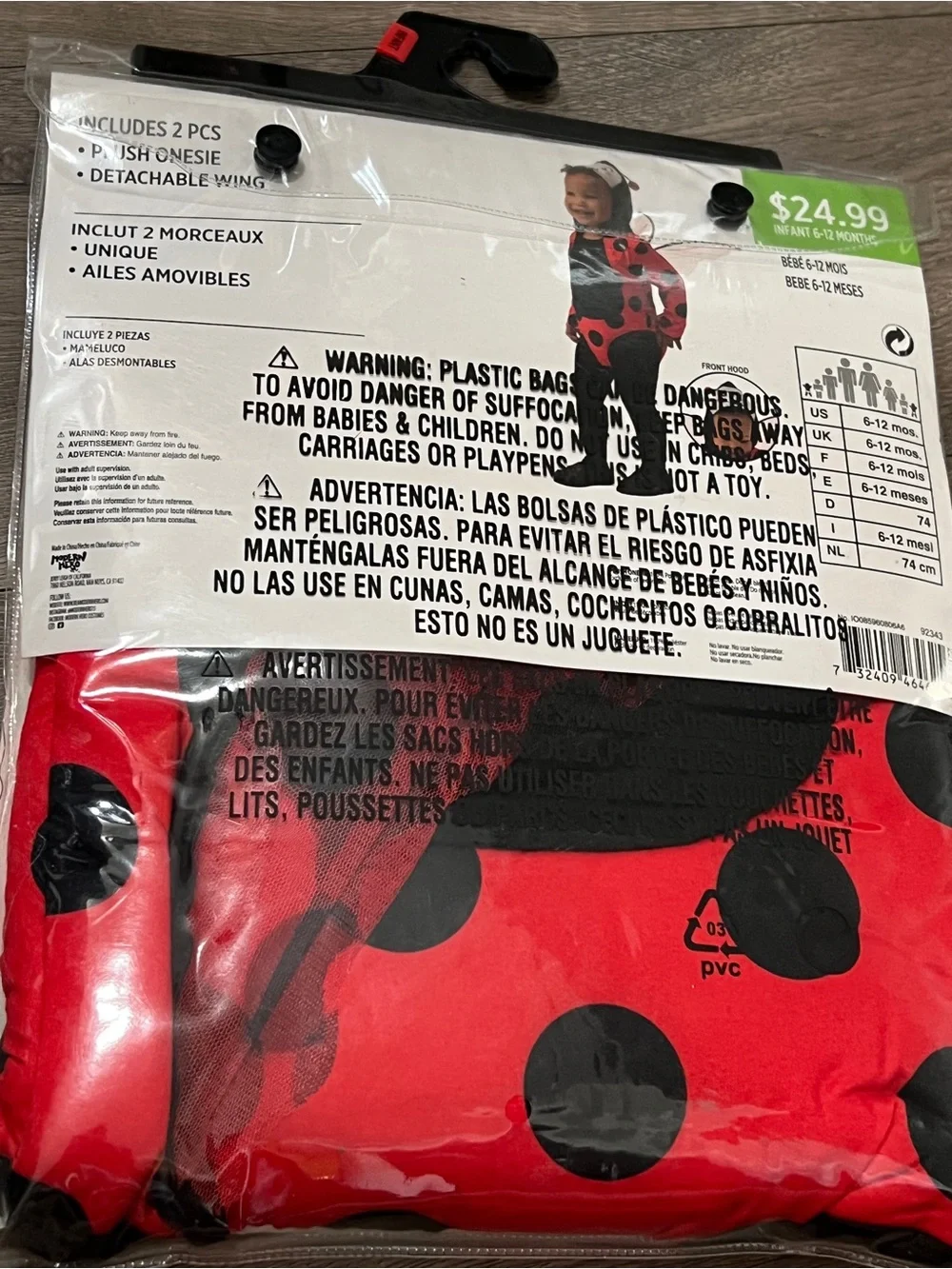 Baby Ladybug Costume Size 6-12 Months New